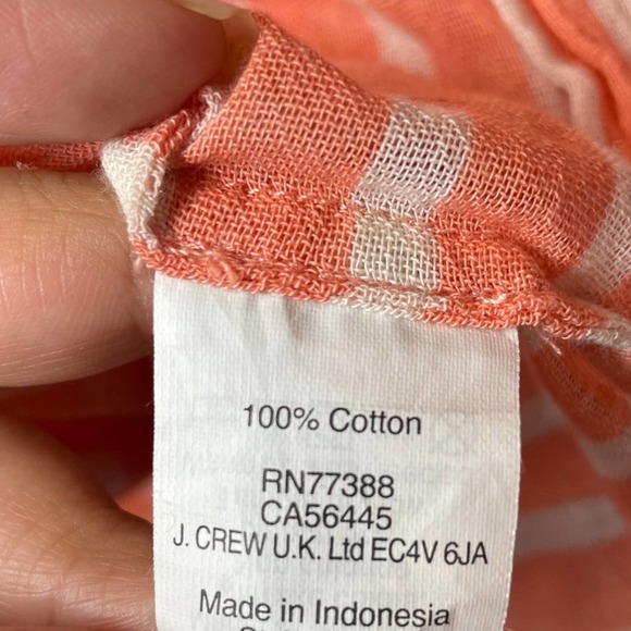 J.Crew Orange/Peach & White Striped Sleeveless Button Down Blouse Top Size 00 - Picture 7 of 8